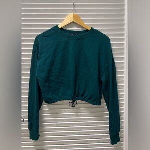 Green Long Sleeve Cropped Sweatshirt